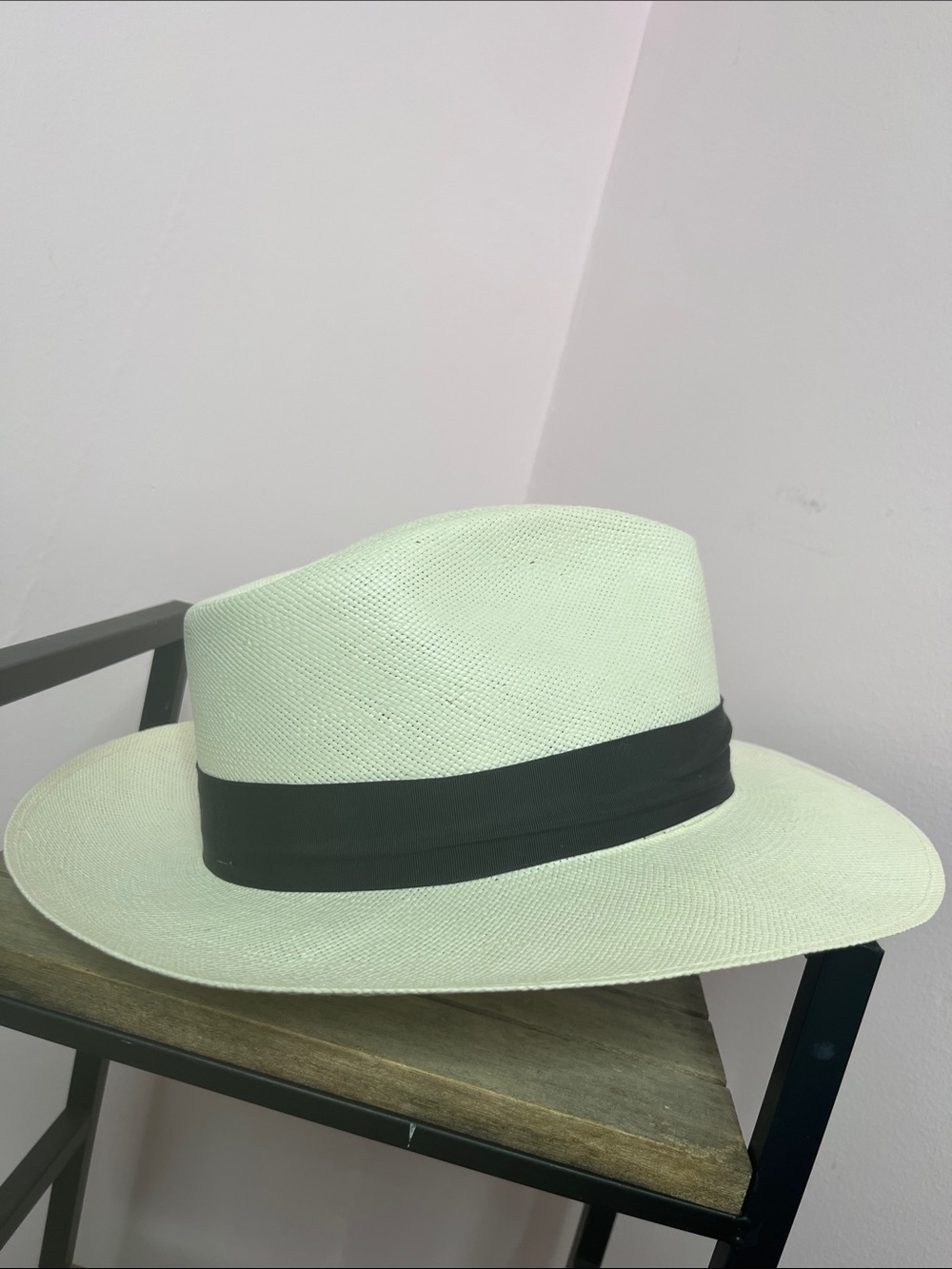 Shantung Sunhat Hat Cream with Black Ribbon Band Made in USA